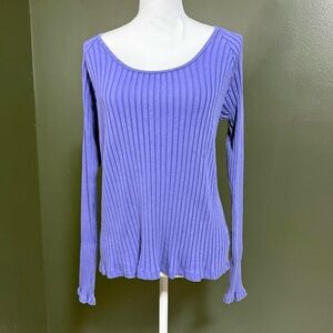 Knox Rose Purple Ribbed Long Sleeve Top Women’s XL Scoop Neck Boho Knit Shirt